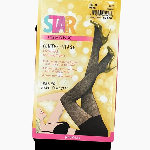 Star Power Spanx Center Stage Patterned Shaping Tights Nouveau Backdrop Black C - Picture 1 of 8